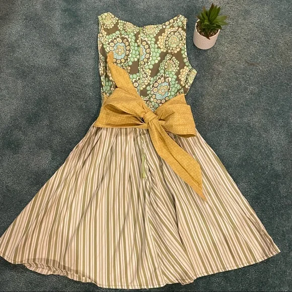 Handmade Dresses | Handmade Fit And Flare Dress | Color: Brown/Green | Size: Xxs | Catmomthrifter's Closet
